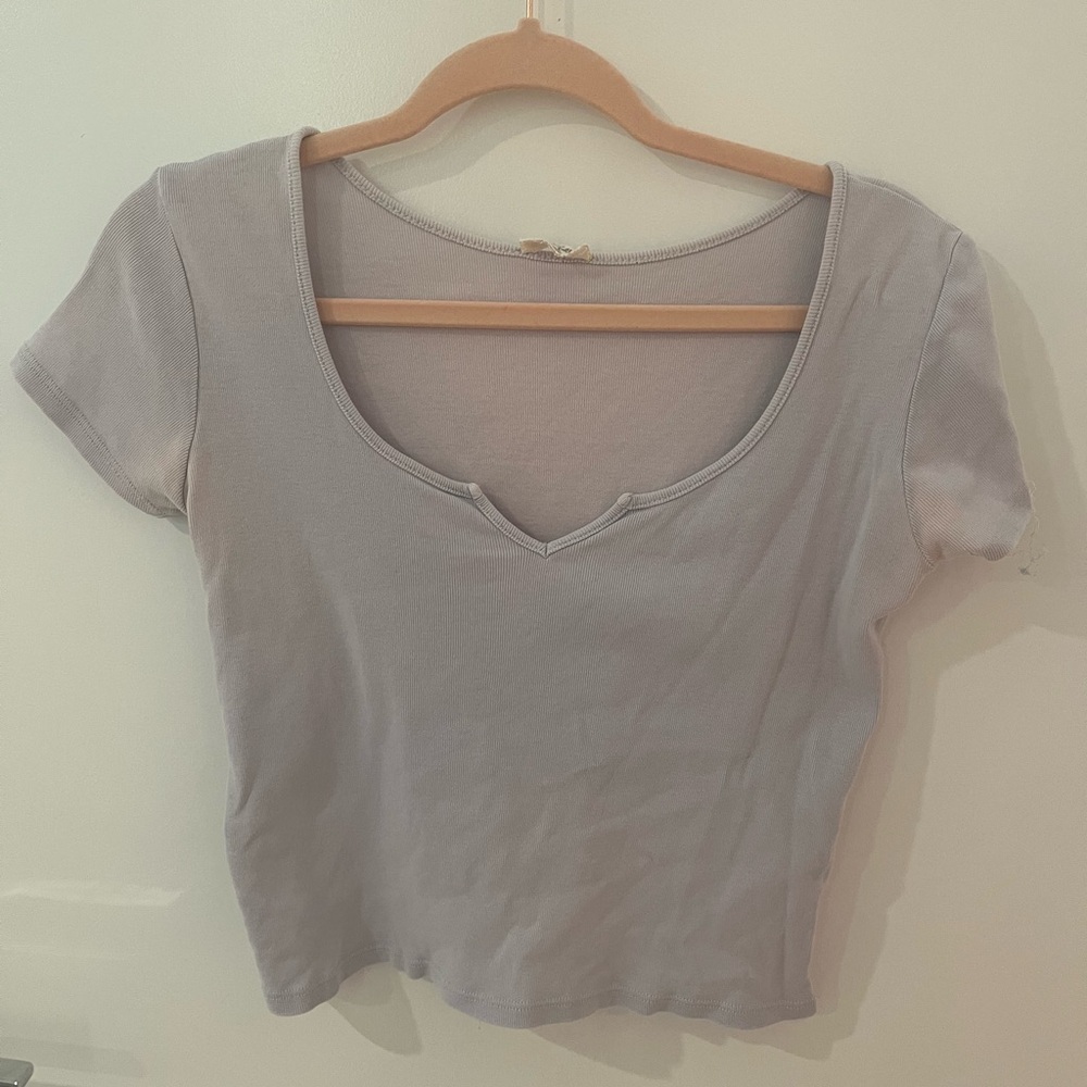 Brandy Melville Women's Blue V-Neck Top